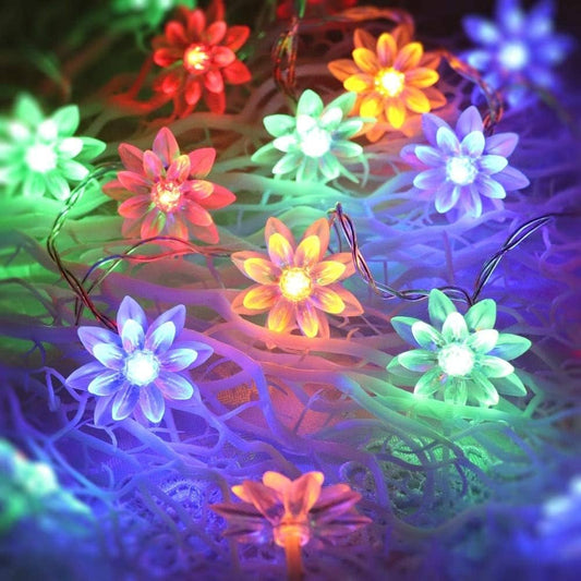 16 led Double Flower String  Lights Multi Color