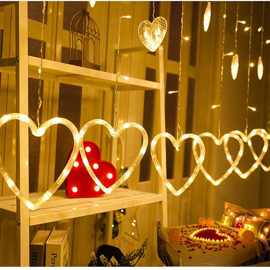 5 Heart Curtain Light 5 Big  & 5 Small