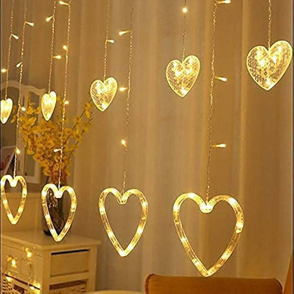 5 Heart Curtain Light 5 Big  & 5 Small