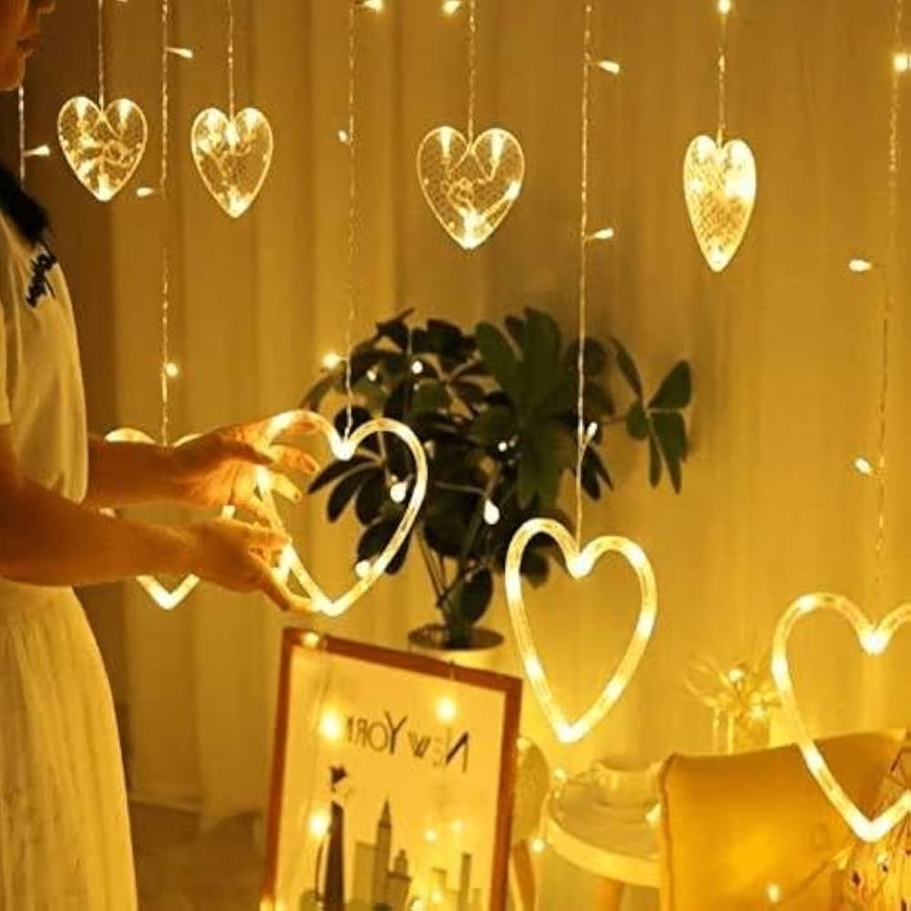 6 Heart Curtain Light 6 Big  & 6 Small