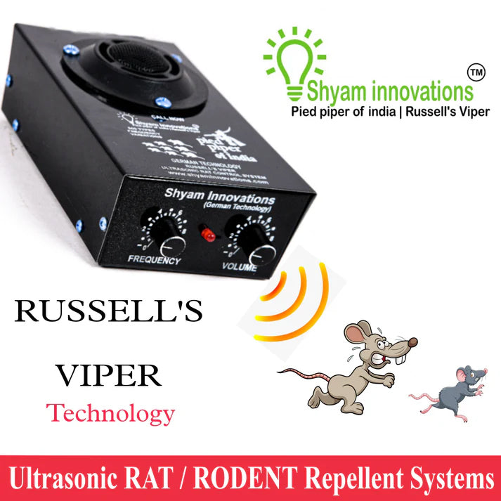 SHYAM INNOVATIONS Ultrasonic Rat/Rodent/.Pest Repeller for Kitchen/Warehouse/Restaurant/Multi Car Parking Textile Markets/Et(Black),Made in India(Area Covered:1000 SF)