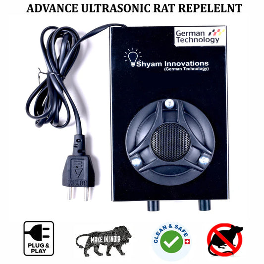 SHYAM INNOVATIONS Ultrasonic Rat/Rodent/.Pest Repeller for Kitchen/Warehouse/Restaurant/Multi Car Parking Textile Markets/Et(Black),Made in India(Area Covered:1000 SF)