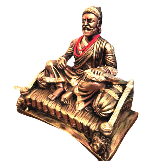 Chhatrapati Shivaji Maharaj Golden murti statue for home office  (17 inch size)