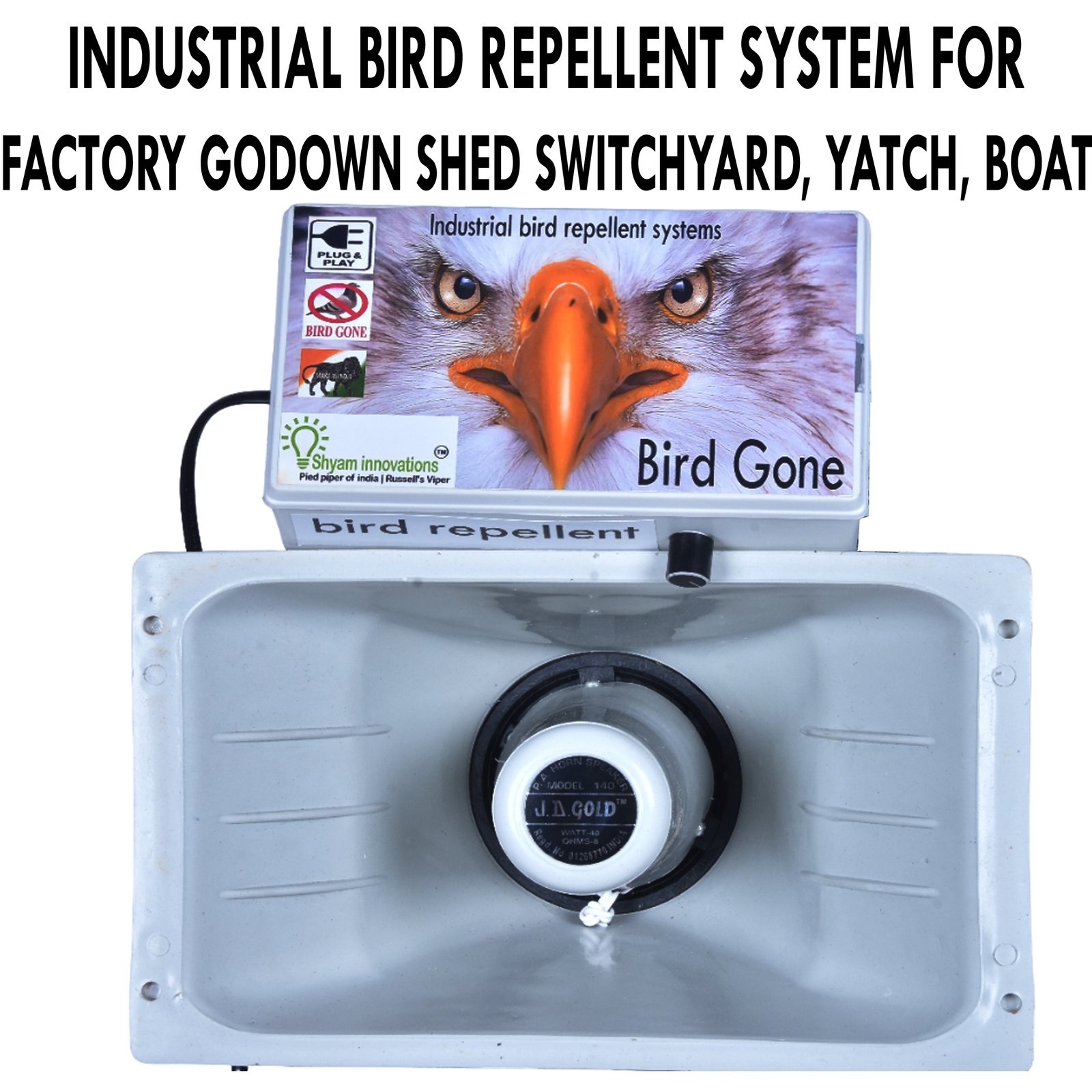 Shyam Innovations – Industrial Ultrasonic Bird Repellent System (5000 Sq. Ft) | Waterproof, Electric, Loud Sound Device for Pigeons, Bats, Crows – Outdoor Bird Deterrent India