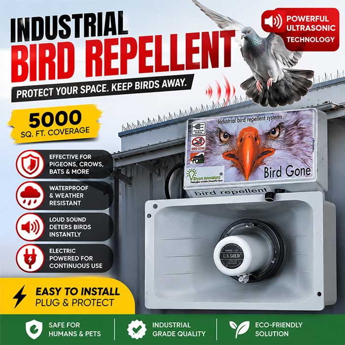 Shyam Innovations – Industrial Ultrasonic Bird Repellent System (5000 Sq. Ft) | Waterproof, Electric, Loud Sound Device - Image 3
