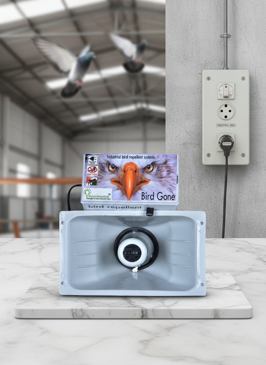 Shyam Innovations – Industrial Ultrasonic Bird Repellent System (5000 Sq. Ft) | Waterproof, Electric, Loud Sound Device for Pigeons, Bats, Crows – Outdoor Bird Deterrent India - Image 3