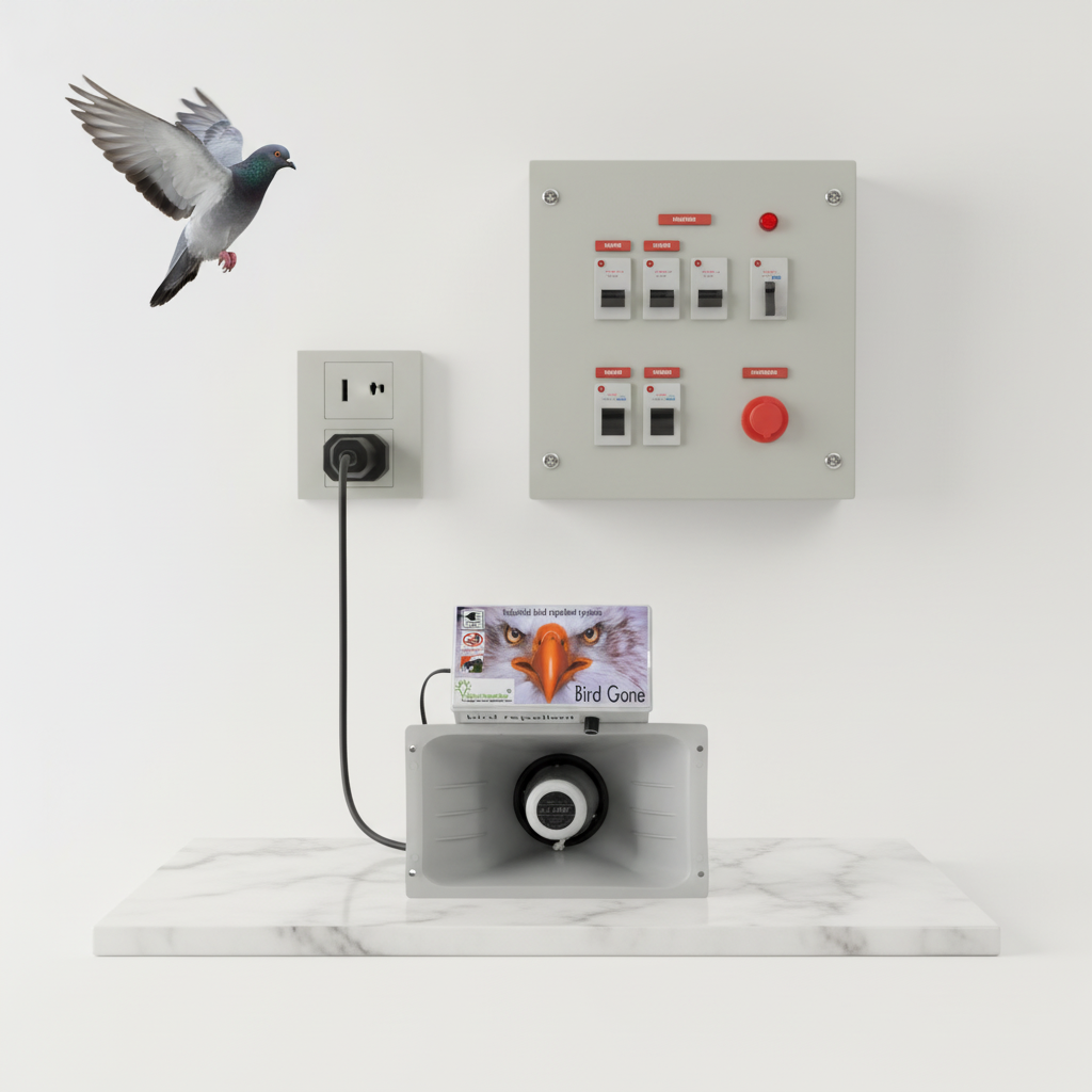 Shyam Innovations – Industrial Ultrasonic Bird Repellent System (5000 Sq. Ft) | Waterproof, Electric, Loud Sound Device for Pigeons, Bats, Crows – Outdoor Bird Deterrent India - Image 2