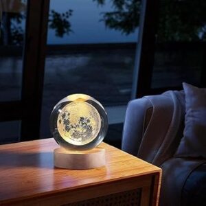 shyam innovations ch-zone Moon Crystal Ball 3D Moon Lamp Cosmic Orbs Crystal Ball Light with Wood Base Suitable for Home Bedroom Office Decoration Galaxy (Crystal Moon Light, led)
