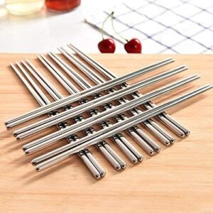 shaym innovations ch- z CHUBERT 5 Pair Stainless Steel Plain Chopsticks Set Reusable Non-Slip Sticks Dinnerware/Tableware Sets