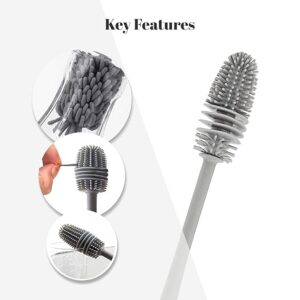 shaym innovations ch-z Ami Polymer Silicone Bottle Cleaning Brush (Pack of 1) - Long Handle, Ideal for Baby Bottles, Water Bottles, Containers, Vases, and Glassware - Essential Kitchen Tools and Accessories