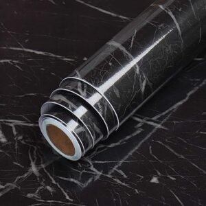 shaym innovations ch-z Henceberry Black Marble Foil Kitchen Stickers Oil-Proof Waterproof Self Adhesive Wallpaper PVC Bathroom Wall Stickers Contact Paper(Black Marble 60 * 200CM)