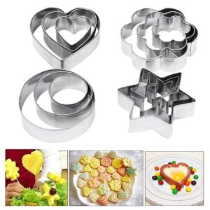 shaym innovation ch-zone PureBake Cookie Cutters Shapes Baking Set, 12PCS Flower Round Heart Star Shape Biscuit Stainless Steel Metal Molds Cutters for Kitchen Baking Halloween Christmas Small Cookie Cutters