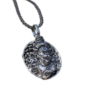 shyam innovations ch-zone Hanuman Pendant for Men & Women | Religious Hindu Pendant with Chain | Handcrafted Silver Finish Amulet for Spiritual Strength and Protection | Durable and Stylish Design