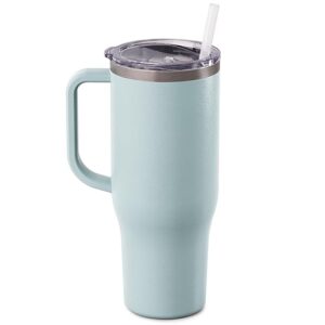 shyam innovations ch-zone 40oz Insulated Travel Mug Tumbler with Handle | Double Wall Vacuum Sealed Stainless Steel Cup w/ Straw and Lid, Seaglass
