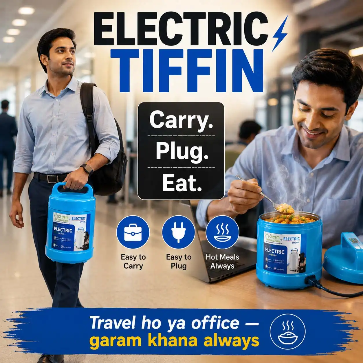 Electric Lunch Box Tiffin with 3 Steel Containers | Smart Food Warmer | Free Cash on Delivery - Image 3