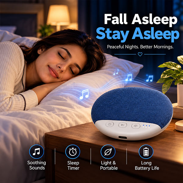 Portable Sleep Sound Speaker with Soothing Music, Sleep Timer & Long Battery Life